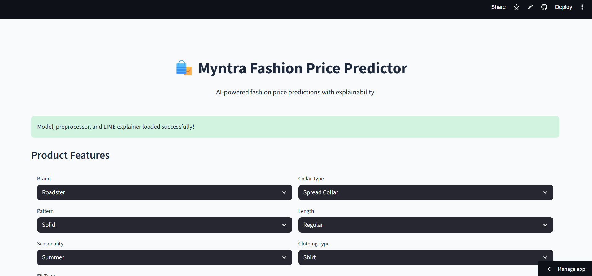 Myntra Price Predictor preview